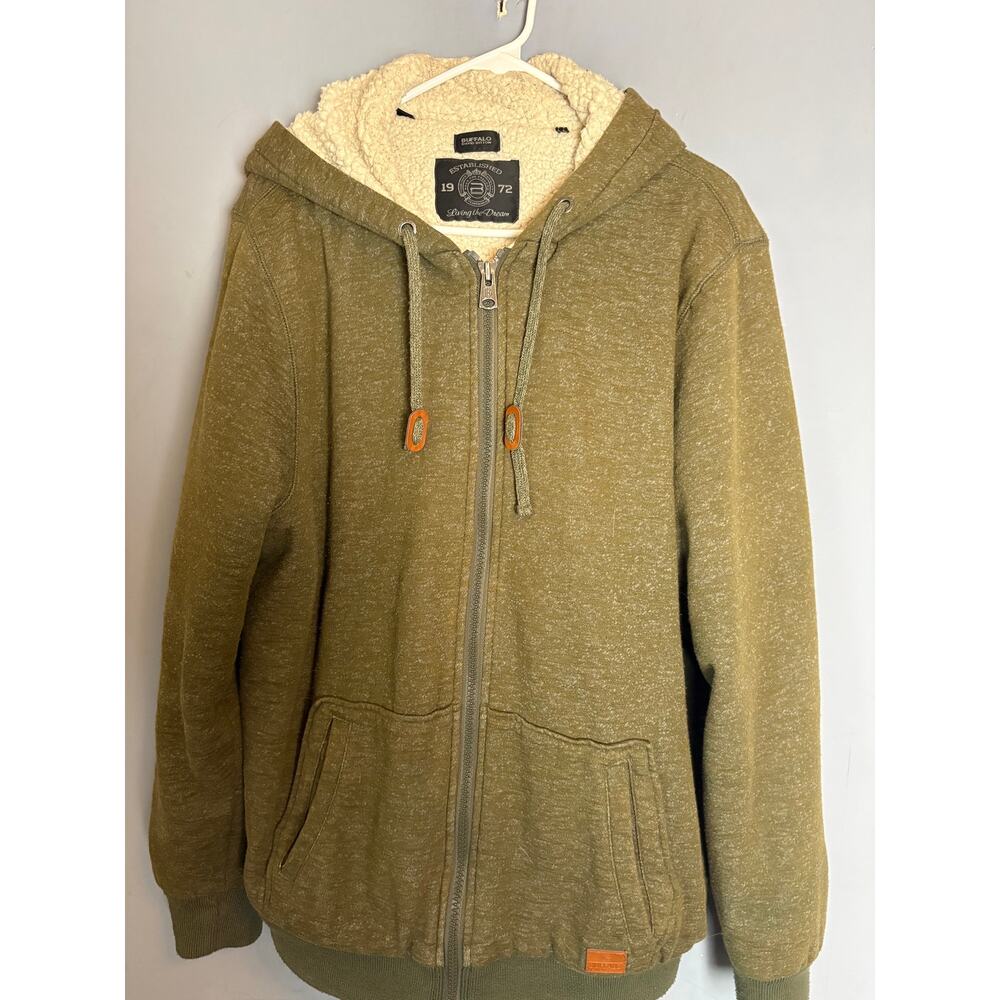 Buffalo David Bitton Full‑Zip Hoodie Olive Green Size XL